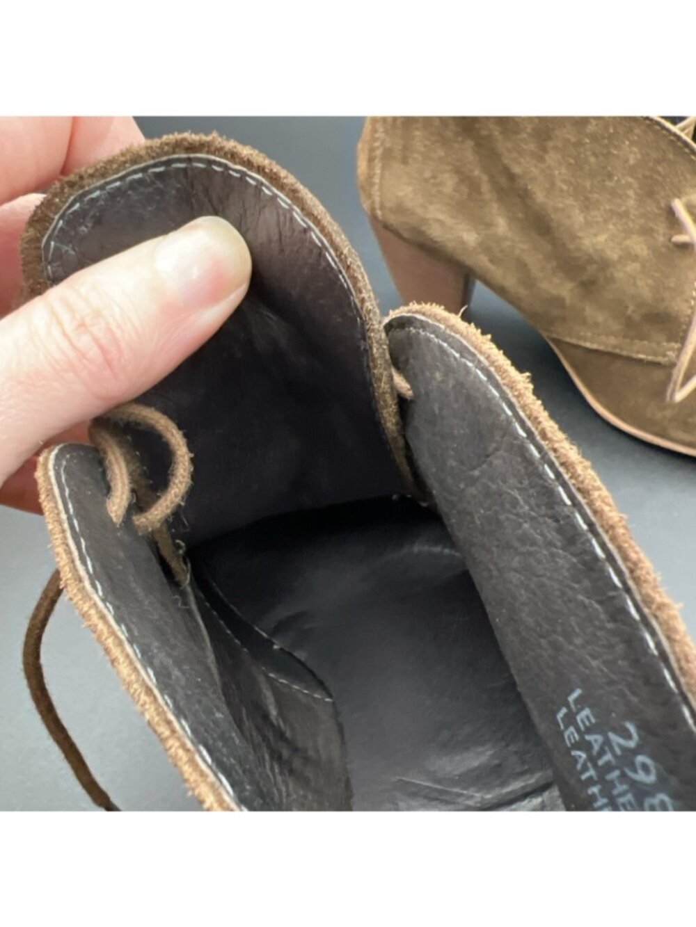 MADEWELL 1937 Lace Up Womens 7.5 Suede Heels Booties Shoes Brown Italy - Picture 15 of 16